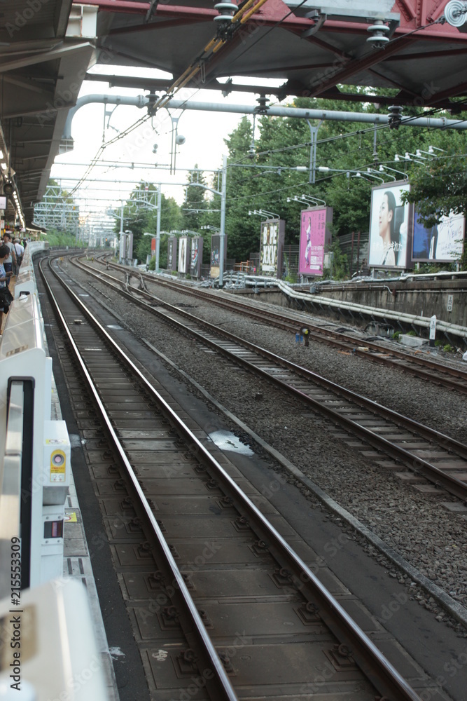 Japanese train tracks, Tokyo, Japan