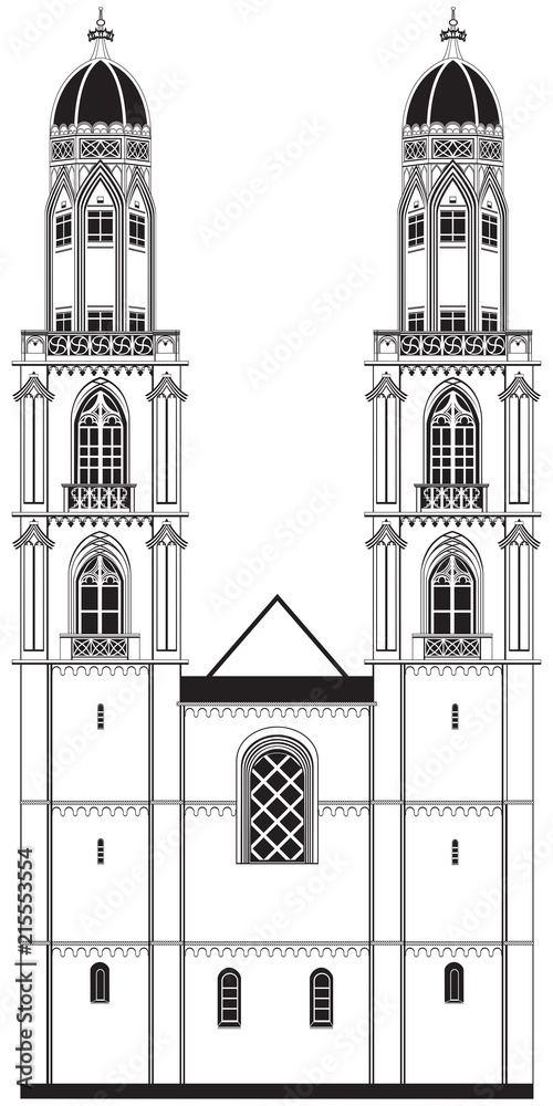 Fototapeta premium Grossmunster Church in Zurich