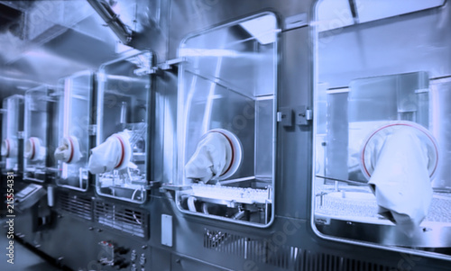 Abstract, blur, bokeh background, defocusing - image for the background.   Medicine, pharmacy, public health and the concept of pharmacy and the manufacture, laboratory science.