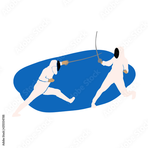 two athletes in a fencing competition