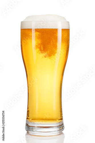 glass of beer isolated on white background.