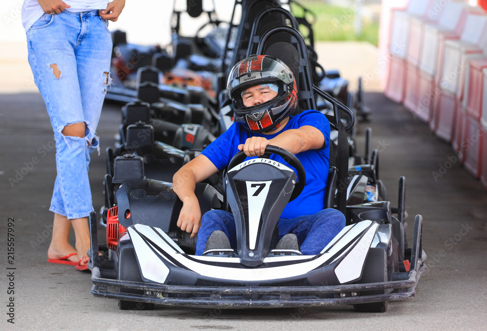 portrait of a go-kart driver portrait of a go-kart driver