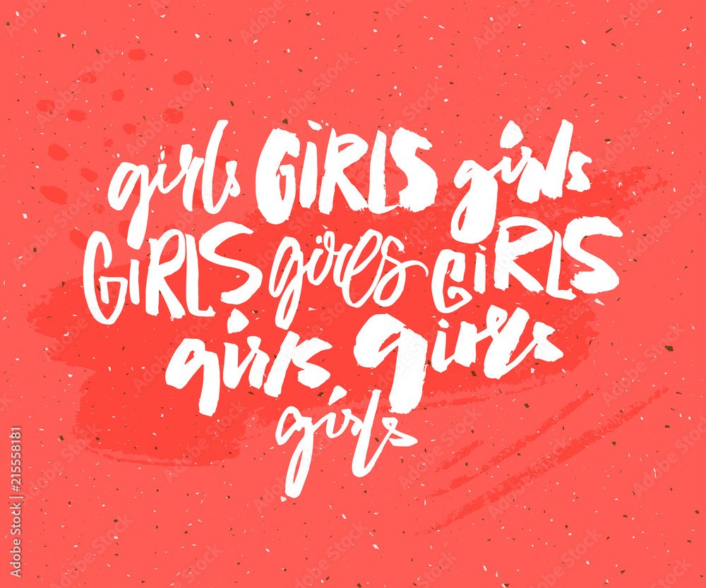 Handwritten word girl in different brush lettering styles. Feminism t-shirt print. Graffiti caption. Feminist slogan