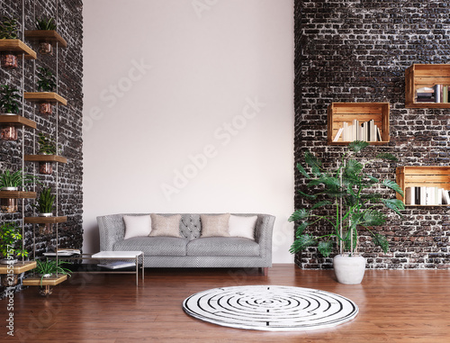 Fototapeta Naklejka Na Ścianę i Meble -  Modern living room, 3d render