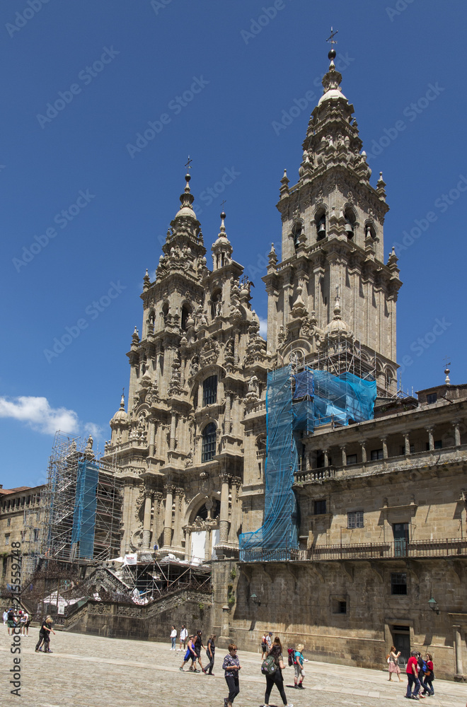 Santiago de Compostela, Spain -June 14, 2018: Santiago de Compostela Cathedral of Saint James, Spain.