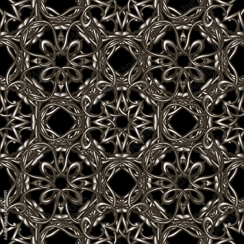 3d silver ornament on a black background