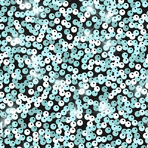 Glitter seamless texture. Admirable mint particles. Endless pattern made of sparkling spangles. Mode