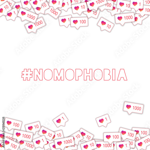 Social media icons. Nomophobia concept. Falling gradient like counter. Powerful borders elements on 