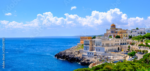 Obraz na plátně panoramic Salento landscape Apulia Santa Cesarea Terme village Lecce