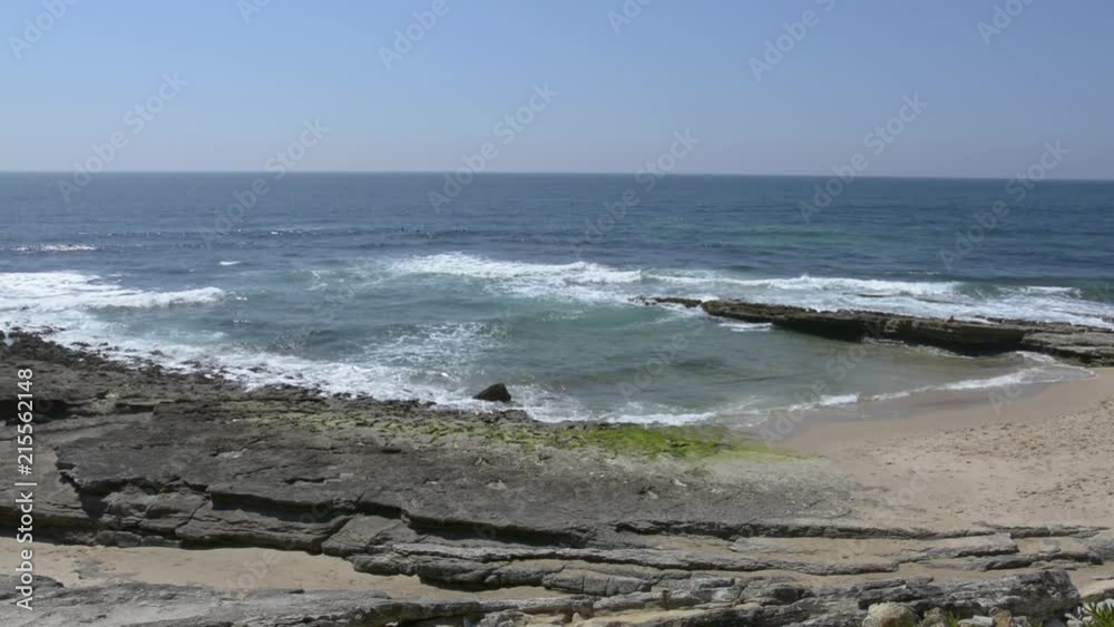 view of Pedra Branca beach in Ericeira village in Portugal view of Pedra Branca beach in Ericeira village in Portugal