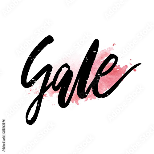 Sale Lettering Watercolor Calligraphy Text Pink Vector Shop photo