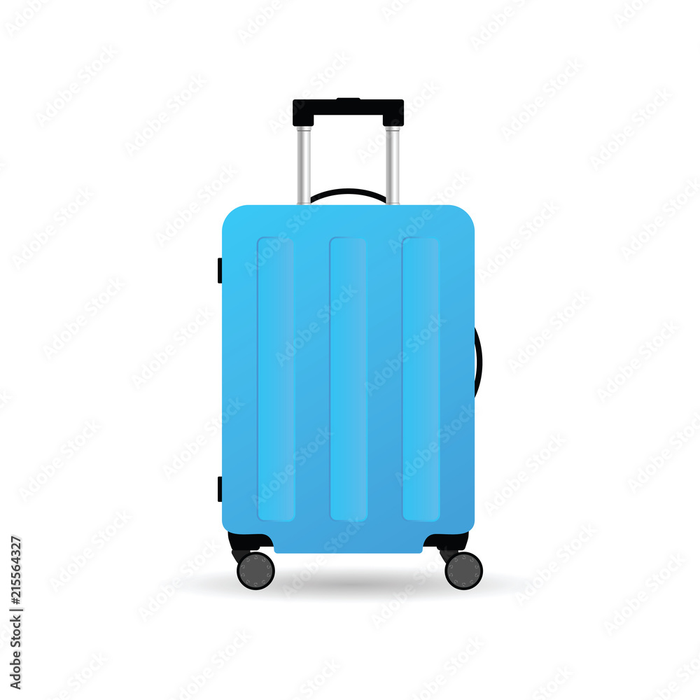 travel suitcase in blue color with wheels illustration travel suitcase in blue color with wheels illustration