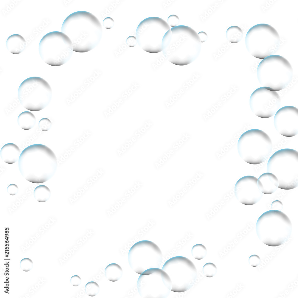 Frame for processing of transparent bubbles. Background of air bubbles Frame for processing of transparent bubbles. Background of air bubbles