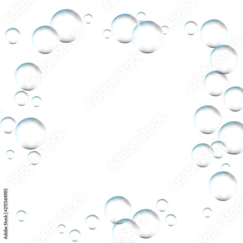 Frame for processing of transparent bubbles. Background of air bubbles