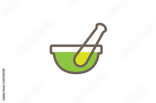 Abstract Herbal Pharmacy Mortar Logo Design Illustration