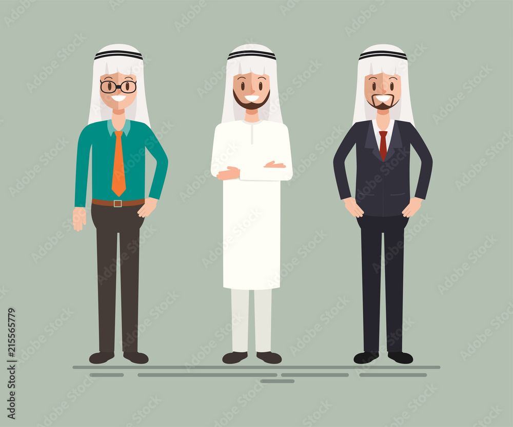 arab or muslim people character collection flat design. arab or muslim people character collection flat design.