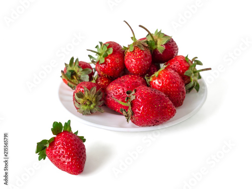 Strawberries in a white plate