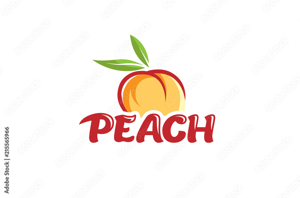 Peach Orange Text Logo Design Illustration