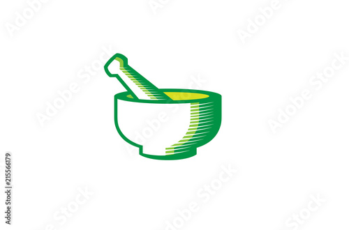 Abstract Herbal Pharmacy Mortar Logo Design Illustration