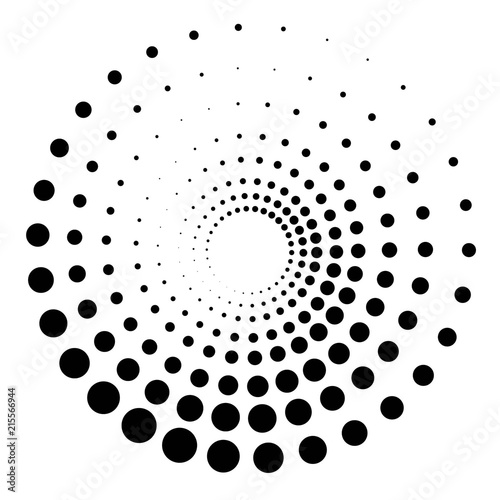 Abstract Black and White Geometric Pattern with Circles. Spiral-like Spotted Tunnel. Contrasty Optical Psychedelic Illusion. Raster Illustration