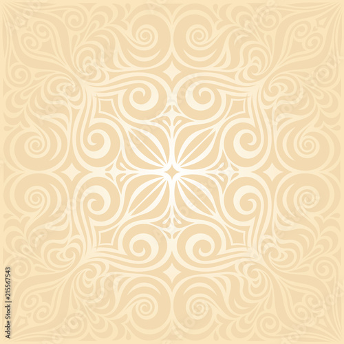 Floral Retro wedding pale peach wedding background mandala design invitation  in trendy fashion vintage style