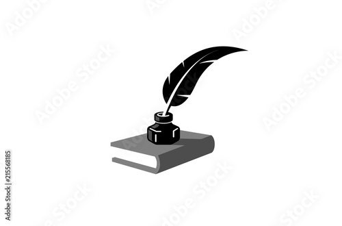 Feather Ink Book Logo Design Illustration
