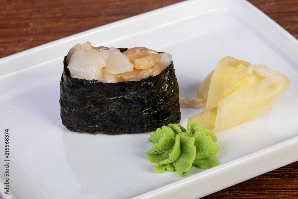 Japanese sushi gunkan scallops Japanese sushi gunkan scallops