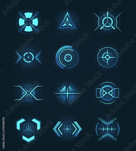 Target element of the futuristic interface. Isolated aim of sniper weapon. Futuristic game target.