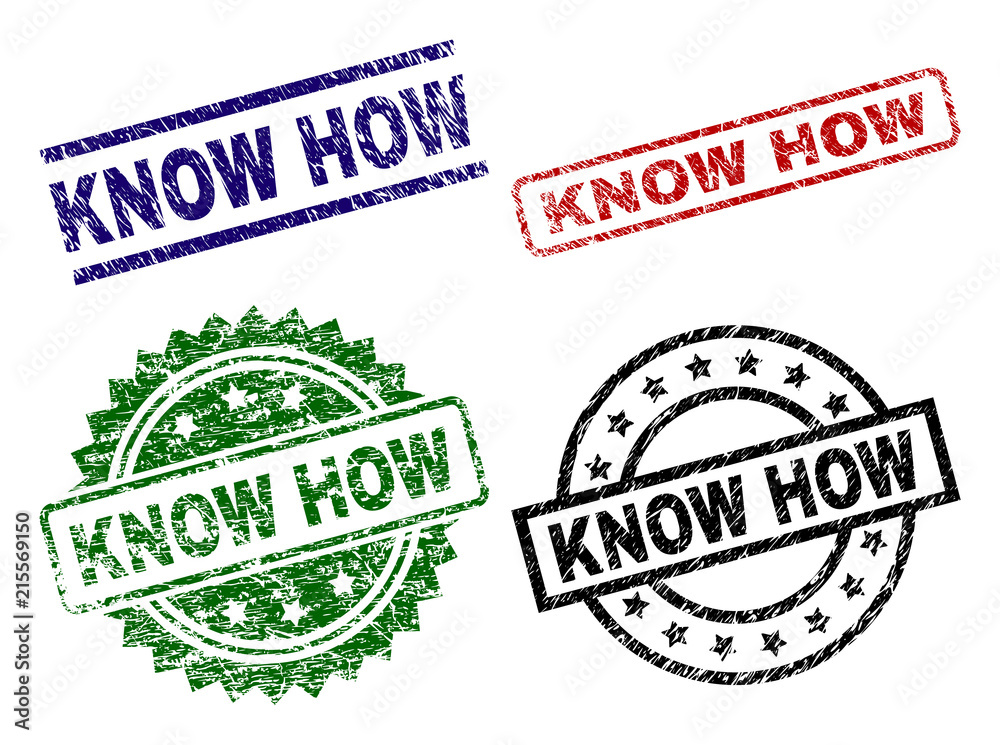 KNOW HOW seal prints with damaged texture. Black, green,red,blue vector rubber prints of KNOW HOW label with scratched texture. Rubber seals with circle, rectangle, medal shapes. KNOW HOW seal prints with damaged texture. Black, green,red,blue vector rubber prints of KNOW HOW label with scratched texture. Rubber seals with circle, rectangle, medal shapes.