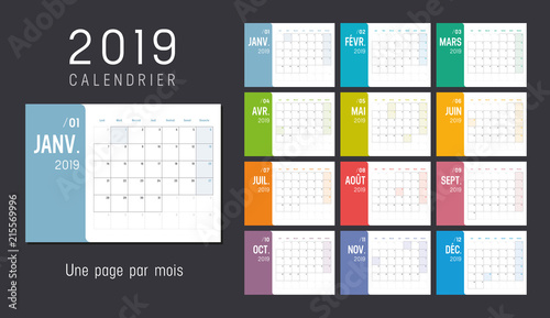 Calendrier Planning 2019 - Une page par mois