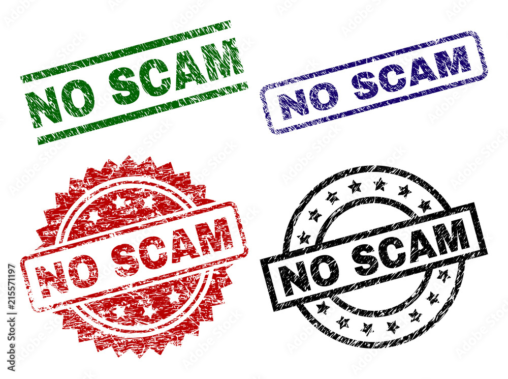 NO SCAM seal prints with distress surface. Black, green,red,blue vector rubber prints of NO SCAM tag with unclean texture. Rubber seals with round, rectangle, rosette shapes. NO SCAM seal prints with distress surface. Black, green,red,blue vector rubber prints of NO SCAM tag with unclean texture. Rubber seals with round, rectangle, rosette shapes.