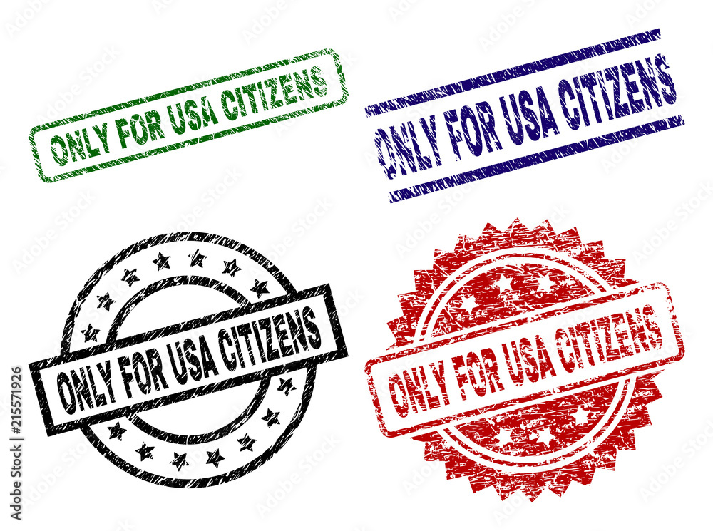 ONLY FOR USA CITIZENS seal prints with distress surface. Black, green,red,blue vector rubber prints of ONLY FOR USA CITIZENS title with unclean surface. Rubber seals with circle, rectangle, ONLY FOR USA CITIZENS seal prints with distress surface. Black, green,red,blue vector rubber prints of ONLY FOR USA CITIZENS title with unclean surface. Rubber seals with circle, rectangle,