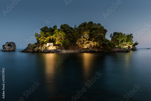 Panagia island, Parga, Greece, at blue hour, long exposure