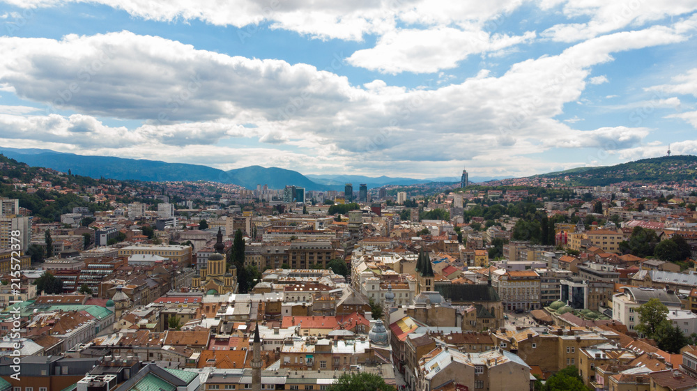 cityscape of Sarajevo from air 