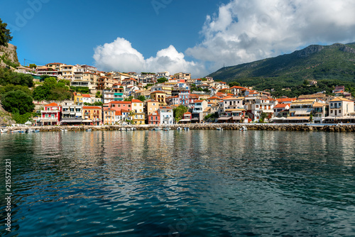 Morning view of Parga, coastal Greek town at Ionian Sea