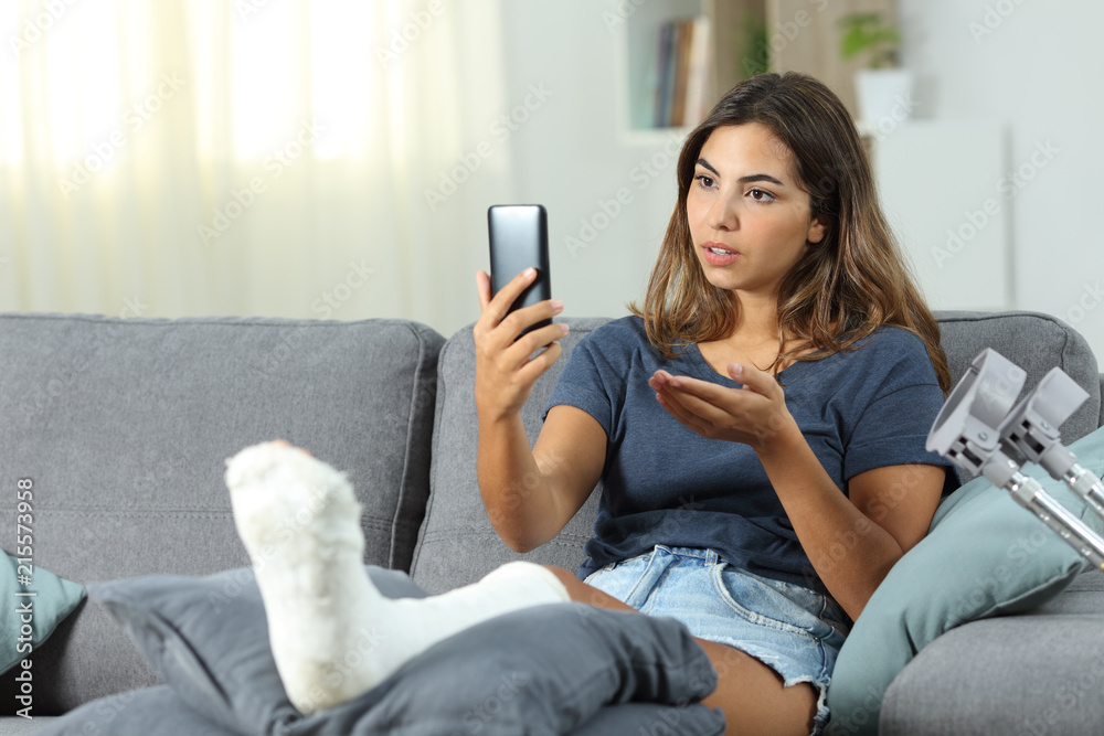 Obraz premium Disabled woman having a video call