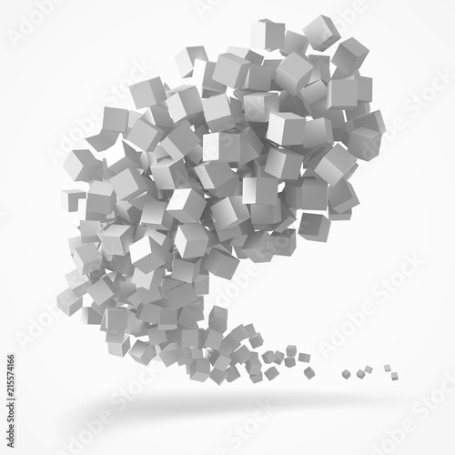 stroke of cubes moving on air. 3d style vector illustration