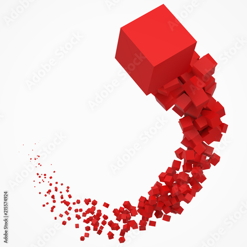 stroke of cubes moving on air. 3d style vector illustration