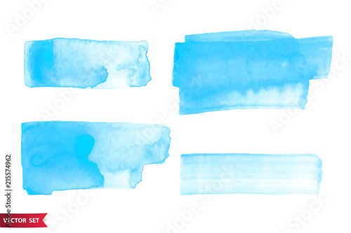 Vector hand drawn watercolor brush stains. Colorful painted strokes. Watercolor effect brushed backgrounds.
