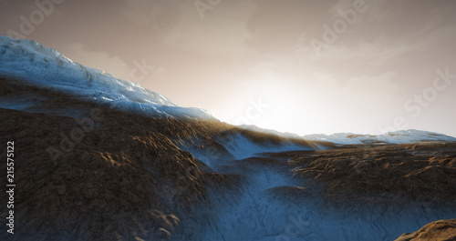 Extremely detailed and realistic high resolution 3D illustration of Water On Mars like Planet