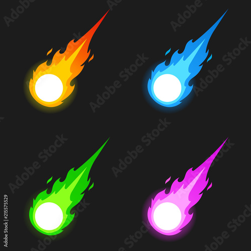Fireball set. Vector. Isolated.