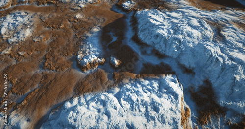 Fototapeta Naklejka Na Ścianę i Meble -  Extremely detailed and realistic high resolution 3D illustration of Water On Mars like Planet