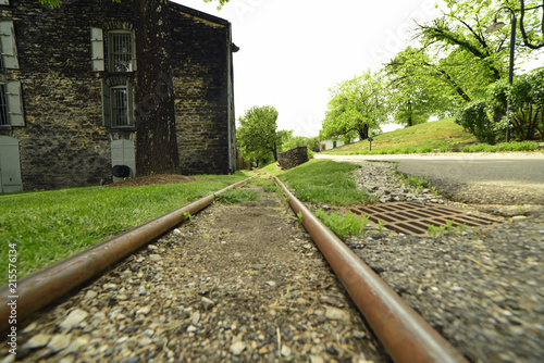 Rails to roll barrel full of bourbon to the rickhouse for aging photo