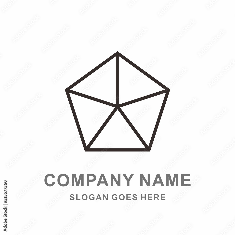 Fototapeta premium Geometric Pentagon Cube Space Box Architecture Interior Construction Business Company Stock Vector Logo Design Template