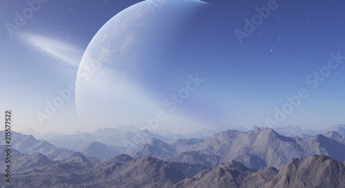 Fototapeta Naklejka Na Ścianę i Meble -  3d rendered Space Art: Alien Planet - A Fantasy Landscape
