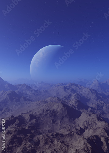 Fototapeta Naklejka Na Ścianę i Meble -  3d rendered Space Art: Alien Planet - A Fantasy Landscape