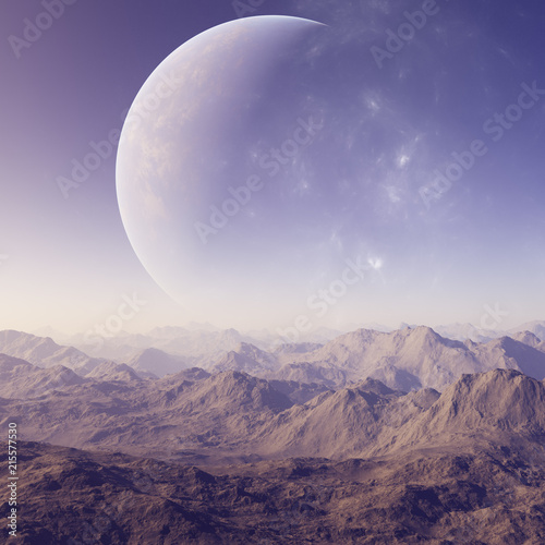 Fototapeta Naklejka Na Ścianę i Meble -  3d rendered Space Art: Alien Planet - A Fantasy Landscape