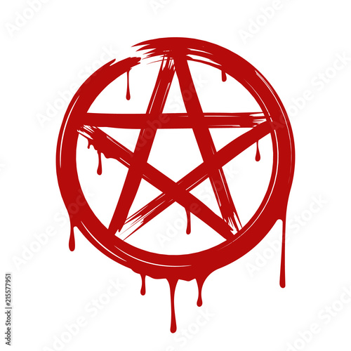 Pentagram, Blood. Vector. Isolated.