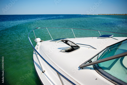 nose a magnificent boat on the background of sea water