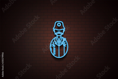 avatar policeman icon in neon style. One of Avatars collection icon can be used for UI/UX photo